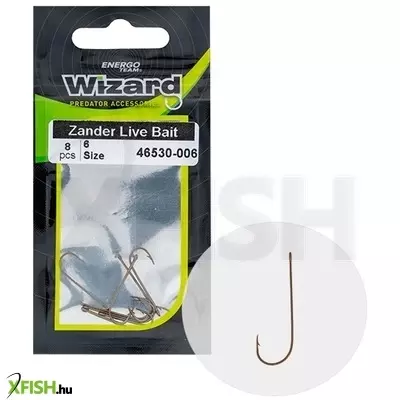 Wizard Horog Zander Live Bait Süllőző Horog 4-es 8db/csomag
