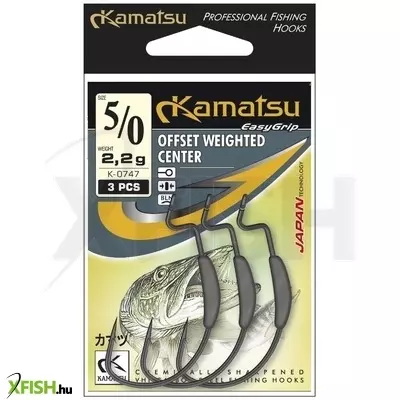 Kamatsu Offset Weighted Center 5/0 Blnr 2,2 G Rablóhalas Horog Black Nickel 3 db/csomag
