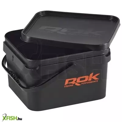 Rok Fishing Square Bucket 10 literes kocka vödör + tető Fekete