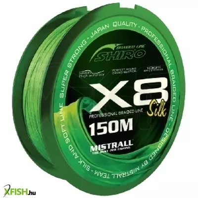 Mistrall Shiro Silk Braided Line X8 Univerzális Fonott zsinór - Green Zöld 150M 0,10 mm 7,10 kg